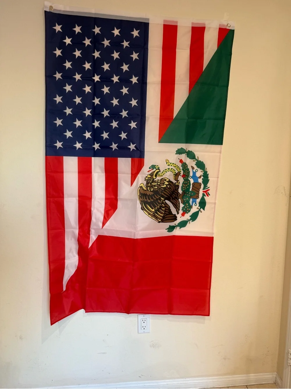 Classic dual USA, Mexico Wall Flag - Home Wall Decor